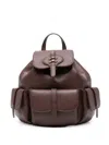 Coccinelle Medium Pebbled Leather Backpack In Blue