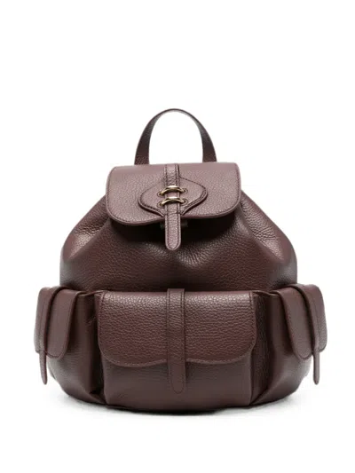 Coccinelle Medium Pebbled Leather Backpack In Purple