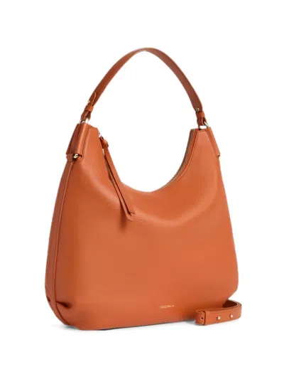 Coccinelle Medium Rebekka Grained-leather Shoulder Bag In Orange