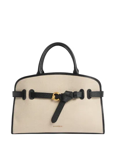 Coccinelle Medium Sabine Buckled Tote Bag In Neutral