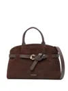 Coccinelle Medium Sabine Knotted-belt Suede Tote Bag In Brown