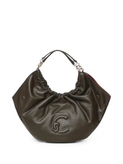 Coccinelle Medium Smash Logo-embossed Ruched Tote Bag In Brown