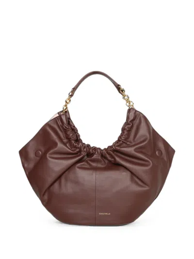Coccinelle Medium Smash Ruched Chain-link Tote Bag In Purple