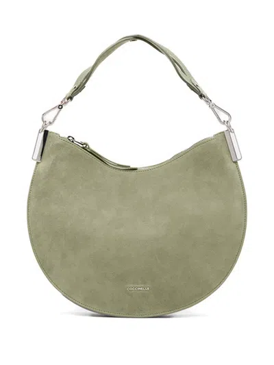 Coccinelle Medium Sunup Suede Shoulder Bag In Green
