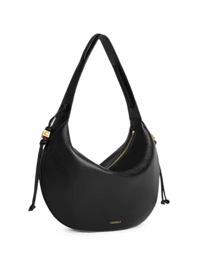 Coccinelle Medium Thess Leather Shoulder Bag In Black