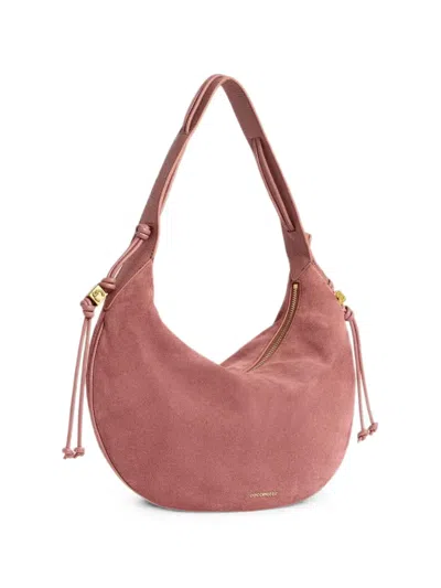 Coccinelle Medium Thess Suede Shoulder Bag In Pink