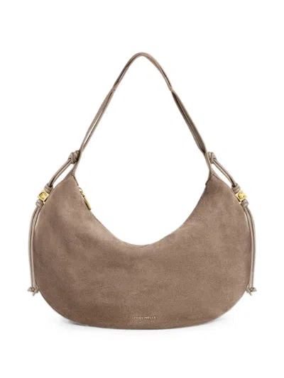 Coccinelle Medium Thess Suede Tote Bag In Brown