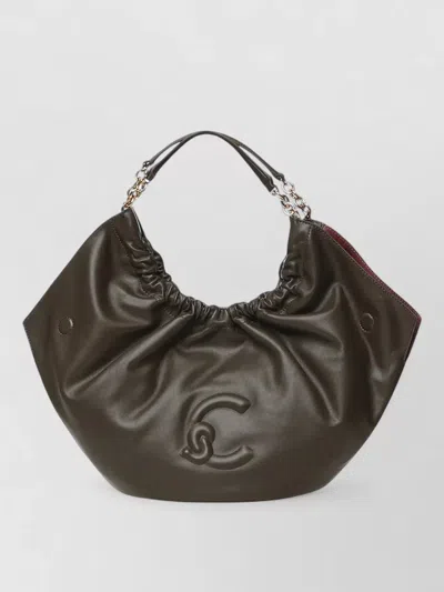 Coccinelle Medium Tote Bag Soft Leather Chain Handle In Brown