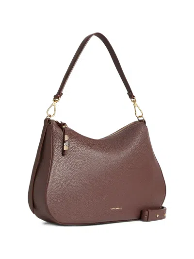Coccinelle Mediun Nory Grainy Leather Tote Bag In Brown