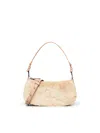 Coccinelle Faux-fur Shoulder Bag In Nude