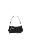 Coccinelle Black Leather Merveille Paillette Shoulder Bag In Schwarz