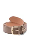 Coccinelle Metal Loop Leather Buckle Belt In Brown