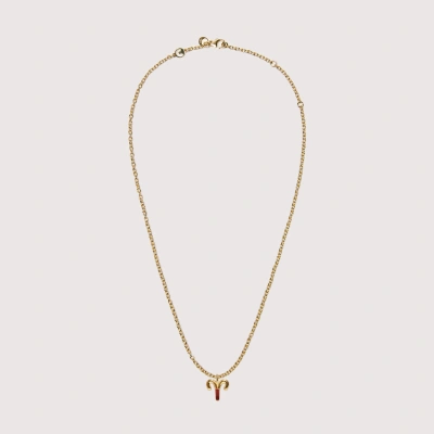 Coccinelle Metal Necklace Ariete In Gold/marsala