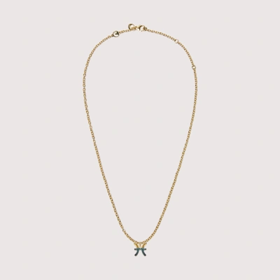 Coccinelle Metal Necklace Pisces In Gold/petrolio