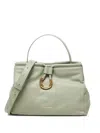 Coccinelle Metal-ring Leather Tote Bag In Gray