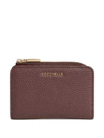 Coccinelle Metallic Grained Leather Wallet In Brown