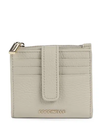 Coccinelle Metallic Grained Leather Wallet In White