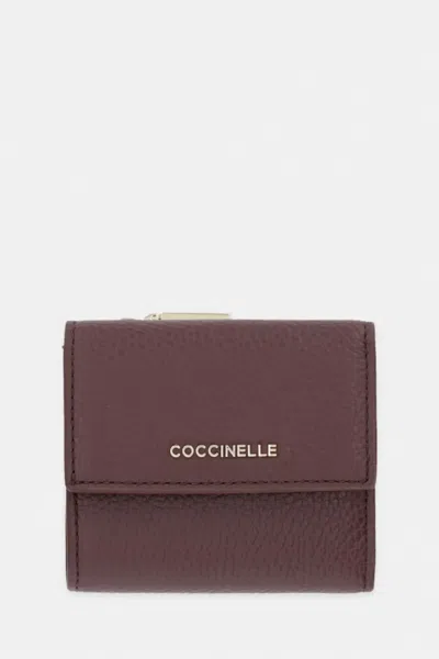 Coccinelle Metallic Grained Wallet In Purple