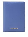 Coccinelle Metallic Logo Passport Holder In Blue