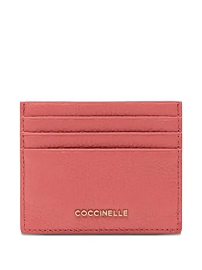 Coccinelle Metallic Logo-plaque Card Holder In Pink