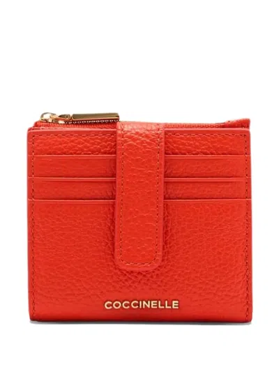 Coccinelle Metallic Logo Wallet In Red