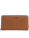 Coccinelle Soft Metallic Textured Purse And Cardholder In Brown