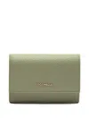 Coccinelle Metallic Soft Leather Trifold Wallet In Green
