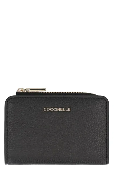 Coccinelle Metallic Soft Leather Wallet In Black