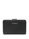Coccinelle Metallic Soft Leather Wallet In Schwarz