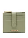 Coccinelle Metallic Soft Leather Zip-fastening Cardholder In Green