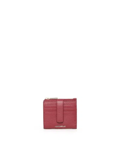 Coccinelle Metallic Soft Mini Wallet In Pink