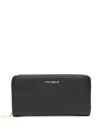 Coccinelle Large Grainy Leather Zip-around Purse Metallic Soft In Black