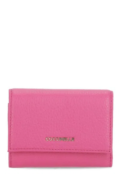 Coccinelle Metallic Soft Wallet In Pink