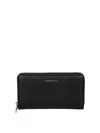 Coccinelle Large Grainy Leather Zip-around Purse Metallic Soft In Black