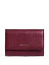 Coccinelle Metallic Trifold Leather Wallet In Red