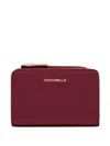 Coccinelle Metallic Zip-around Leather Wallet In Burgundy