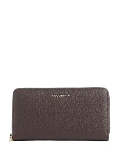Coccinelle Metallic Zip Wallet In Brown