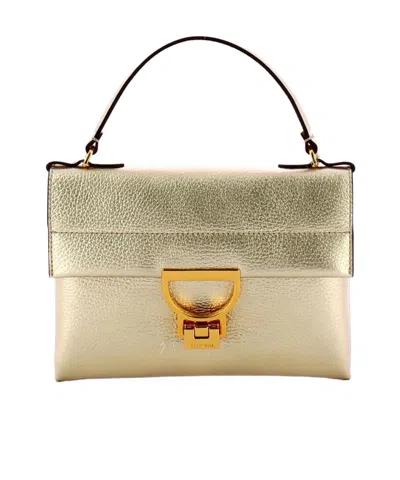 Coccinelle Mini Arlettis Top Handle Bag In Gold