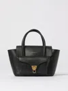 Coccinelle Double Beat Leather Tote Bag In Black