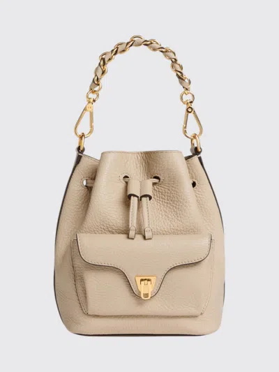 Coccinelle Beat Generation Grained Leather Bucket Bag In Neutral