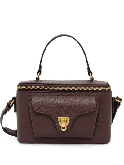 Coccinelle Mini Beat Generation Grained-leather Tote Bag In Brown