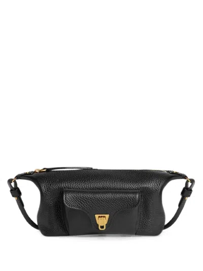 Coccinelle Mini Beat Leather Shoulder Bag In Black