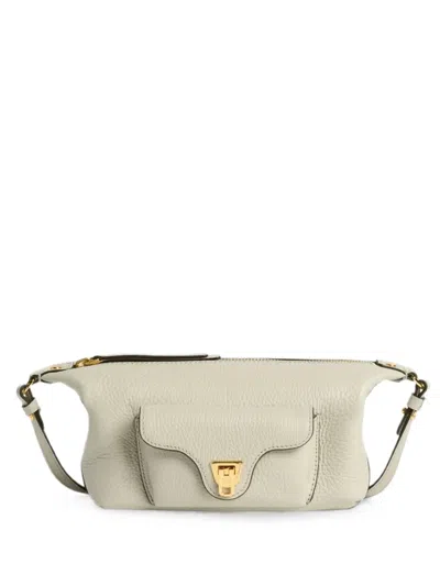 Coccinelle Mini Beat Leather Shoulder Bag In Neutral
