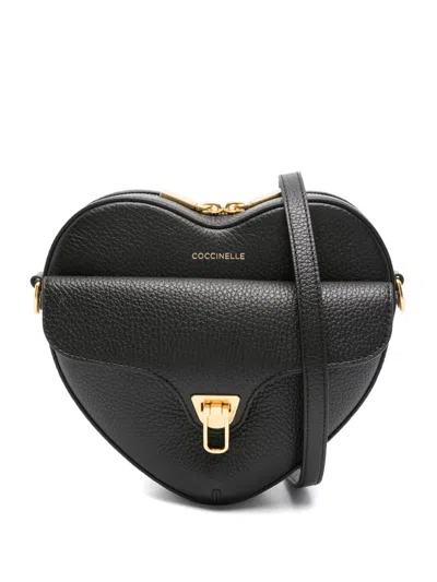Coccinelle Mini Beat Leather Shoulder Bag In Black