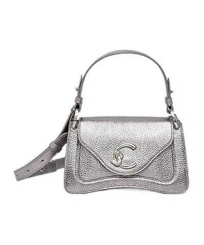 Coccinelle Mini C-me Leather Tote Bag In Gray