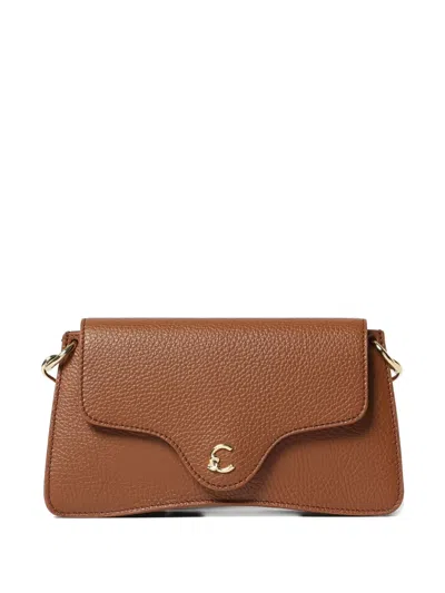 Coccinelle Mini C-me Logo-plaque Shoulder Bag In Brown