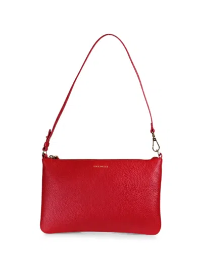 Coccinelle Mini C-easy Pebbled-leather Shoulder Bag In Red