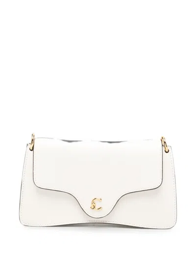 Coccinelle Mini C-me Leather Clutch Bag In White