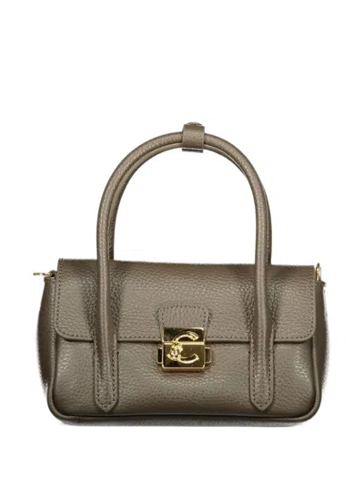Coccinelle Mini C-me Lock Grained-leather Tote Bag In Brown