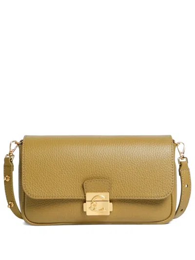 Coccinelle Mini C-me Lock Leather Shoulder Bag In Neutral